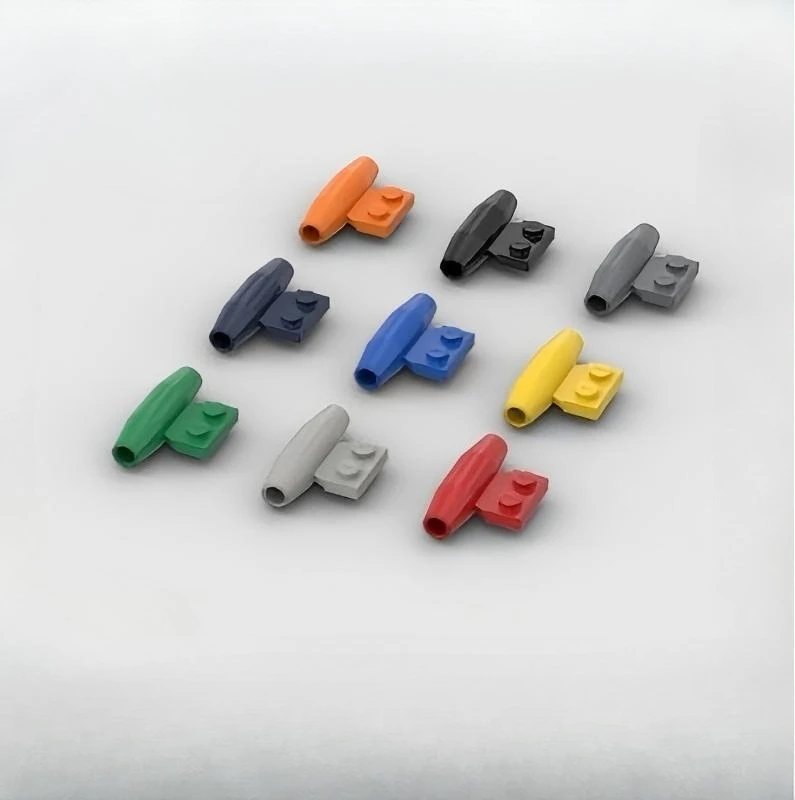 Фото Элементы конструктора Ek 1338, совместимые с LEGO 3475b 98302, пластина 1x2 с малым авиационным двигателем и ракетной установкой, MOC-модель №1