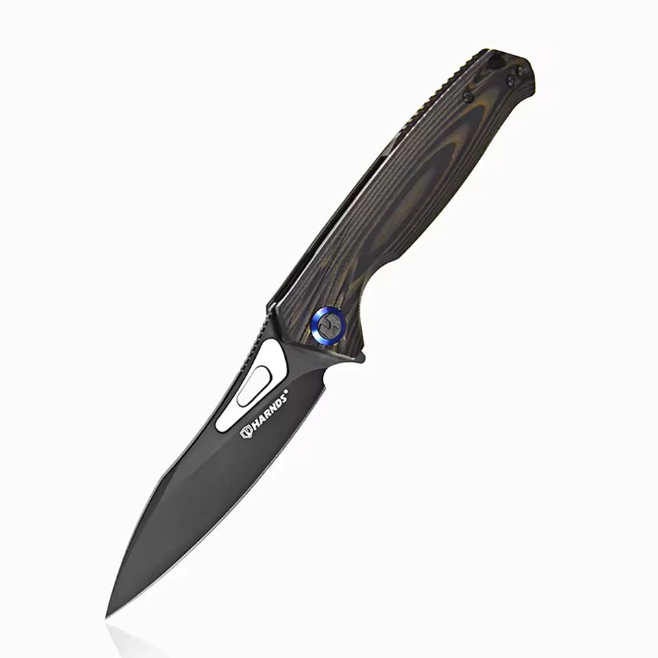 Фото Складной нож HARNDS Falcon из стали BOHLER K110 с рукоятью G10 для кемпинга, охоты, повседневного ношения, выживания на природе, рыбалки (флиппер) №2