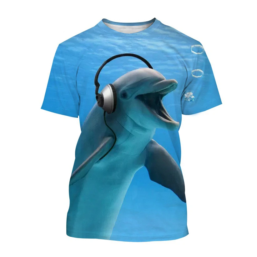 

Summer 3D Animal Dolphin graphic t shirts For Men Fashion Casual Cool Personality 3D Printing Oversized O-neck Short Sleeve Tops