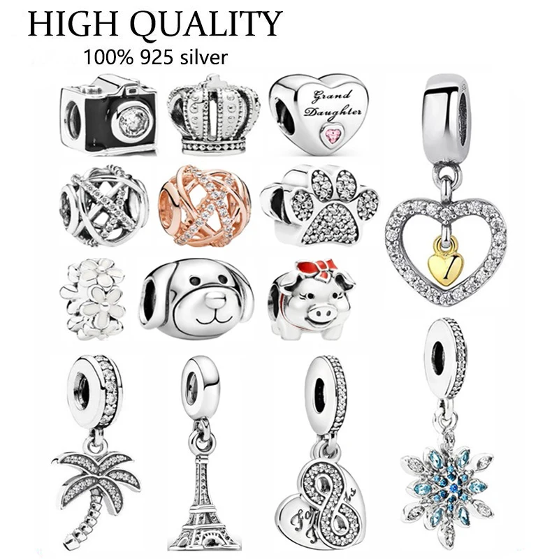 

Suitable For Original Pan Bracelet Necklace S925 Sterling Silver Brilliant Claw Print Paris Tower Charm Woman Diy Jewelry