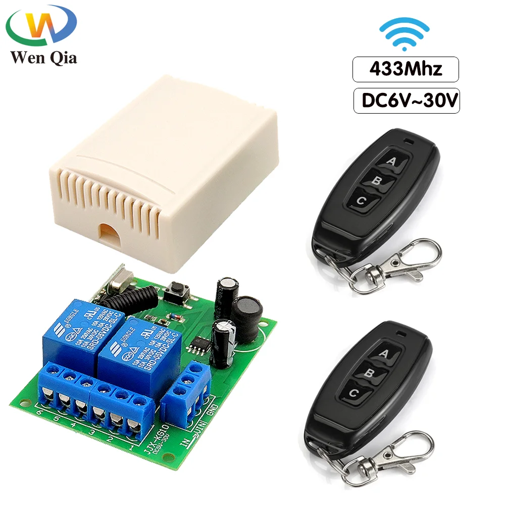

Universal Wireless Remote Control Switch DC6V 12V 24V 2CH Relay Receiver Module With 3 channel RF Remote 433 Mhz Transmitter