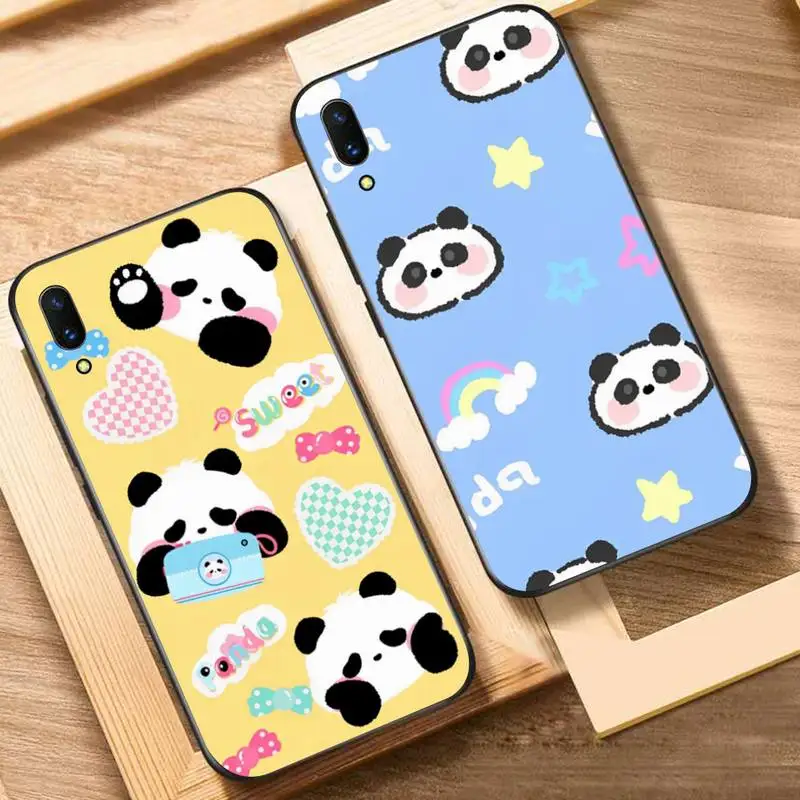 

Cute Panda Animal Phone Case For Oppo Reno Realme C3 6Pro Cover For vivo Y91C Y17 Y19 Funda Capa