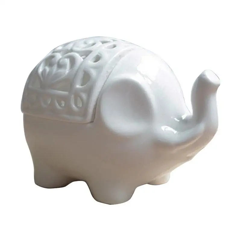 

Ceramic Tealight Candle Holder White Hollow Elephant Wax Melt Burner Cute Home Furnishing Crafts Elephant Centerpiece