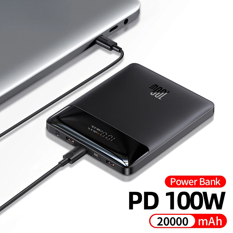 

2023NEW NEW 100W Power Bank 20000mAh USB Type C PD QC 3.0 Fast Charge Powerbank External Battery For Macbook Xiaomi Laptop Pover