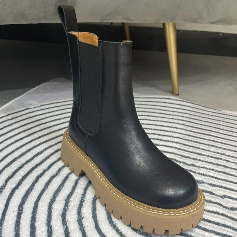 

Новинка, роскошные женские ботильоны челси, зимняя обувь на массивной подошве, ботильоны на платформе, брендовые дизайнерские ботинки без ш...