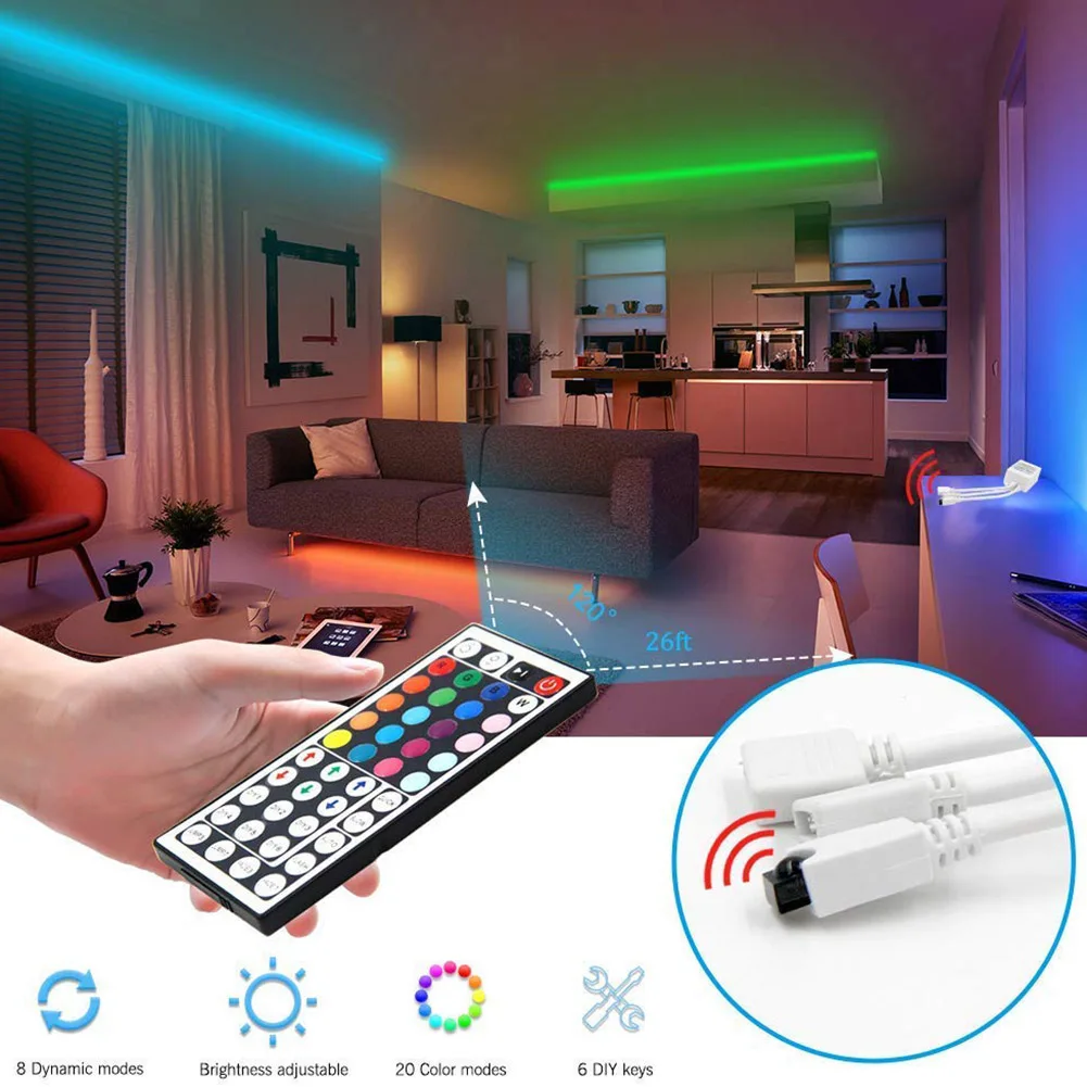

Лента светодиодная RGB с ИК-пультом ДУ, 2 шт., 5 м, 5050 SMD