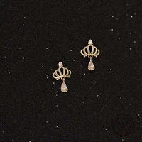 hi man 925 sterling silver exquisite hollow crown water drop zircon tassel stud earrings women classic luxury birthday jewelry