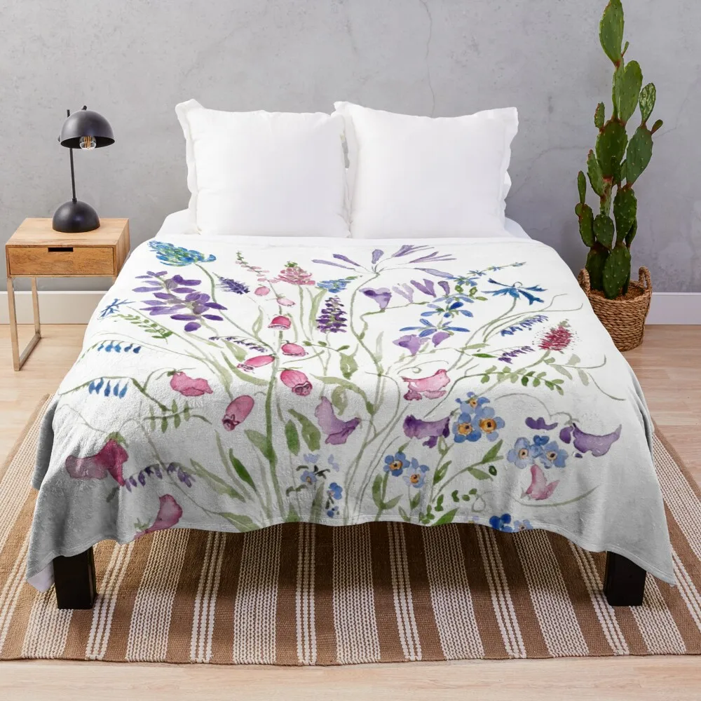 

vintage wild flowers arrangement watercolor 2020 Throw Blanket