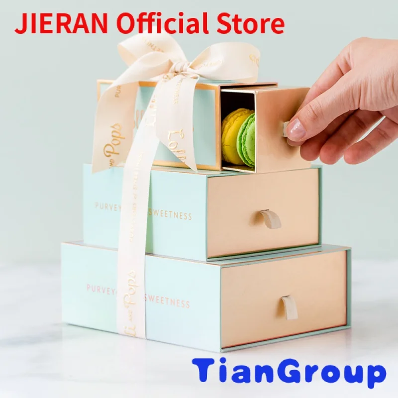 

Cheap Custom Eco-friendly Paper Candy Macaron Gift Box Packaging With Ribbon Chocolate Cake Boxes Packaging With Clear Window