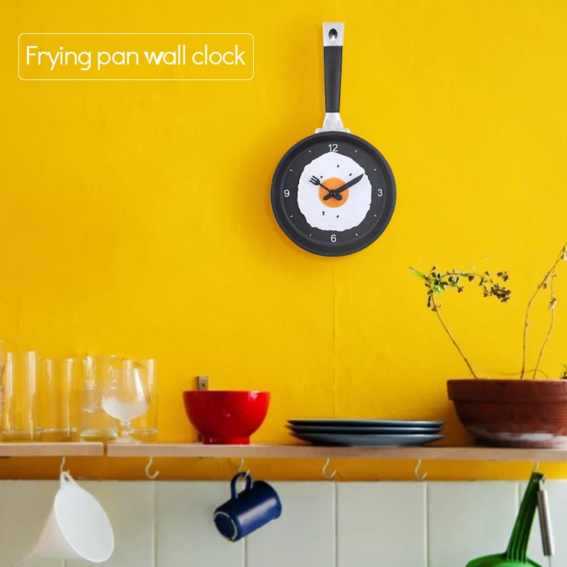 

Creatieve Ei Koekenpan Wandklok Woonkamer Klok Plastic Silent Klok Eenvoudige Unieke Muur Horloge Keuken Decoratie