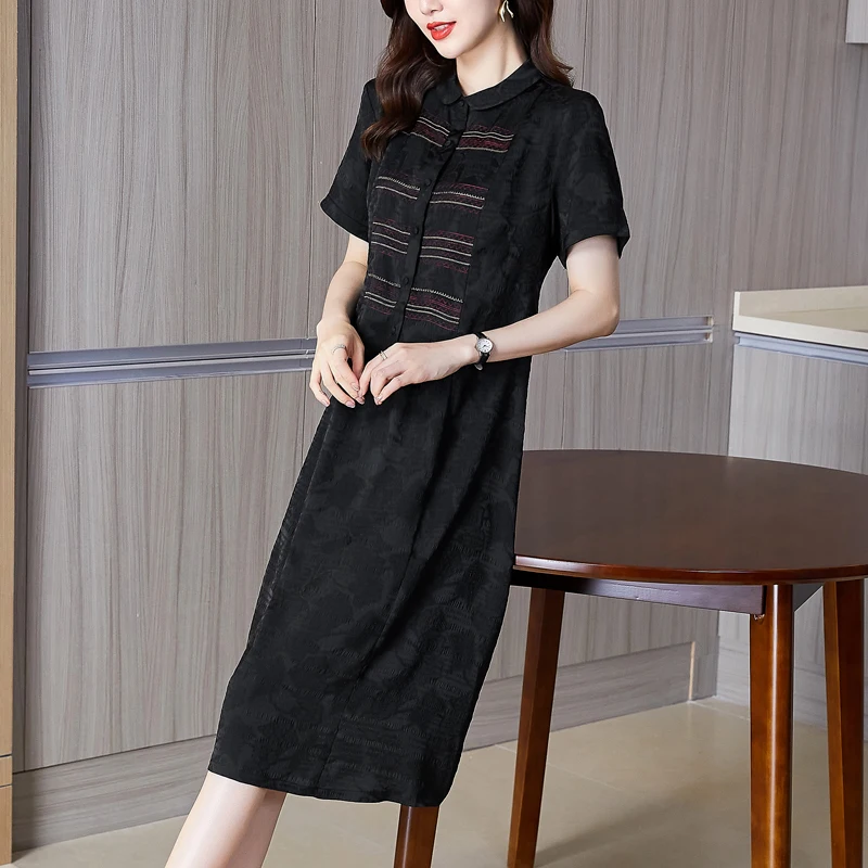 

COIGARSAM Summer Women's Dress 2021 2022 New French Style Vintage Black Dresses Dropshipping