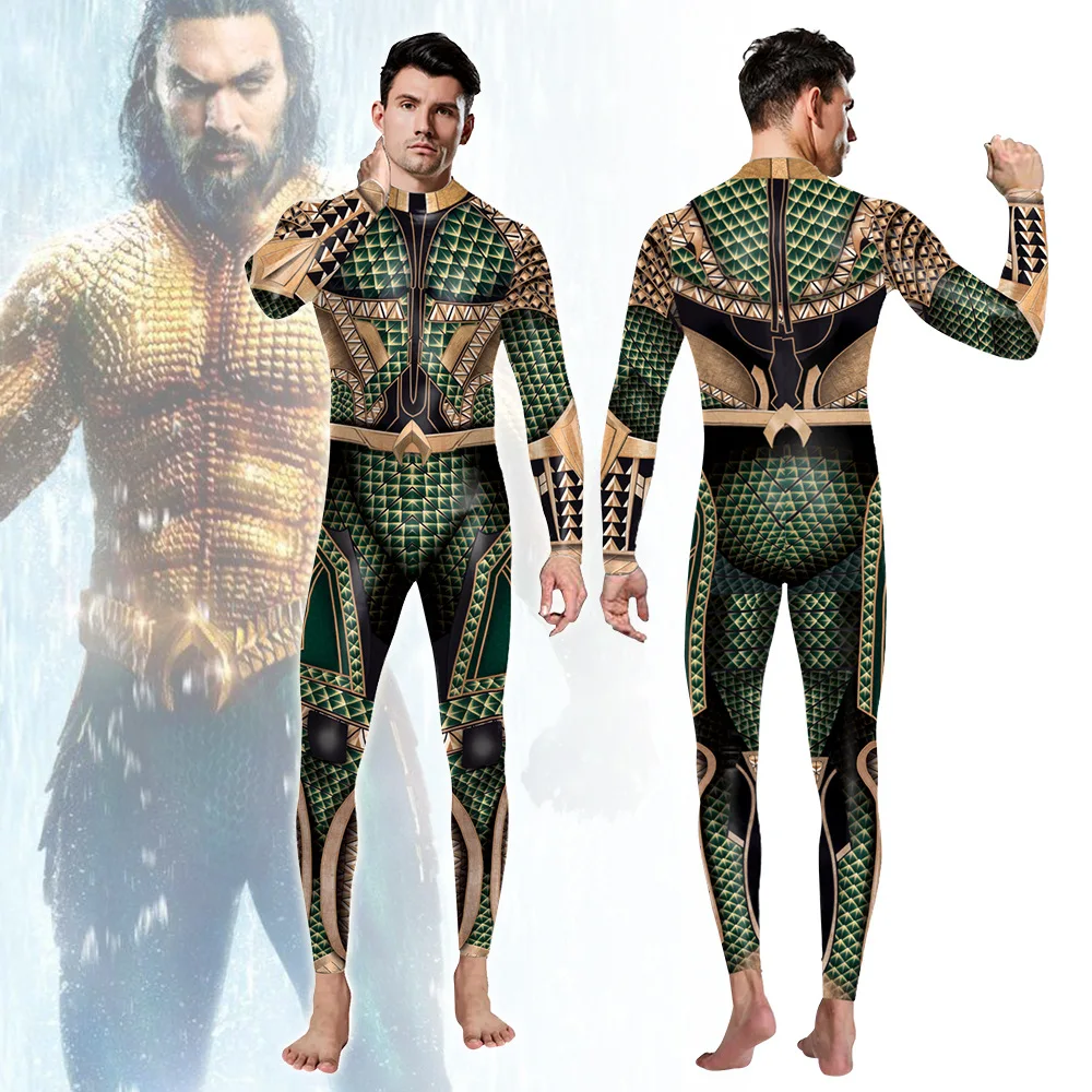 Костюм супергероя DC для косплея костюм взрослых комбинезон Aquaman цельный