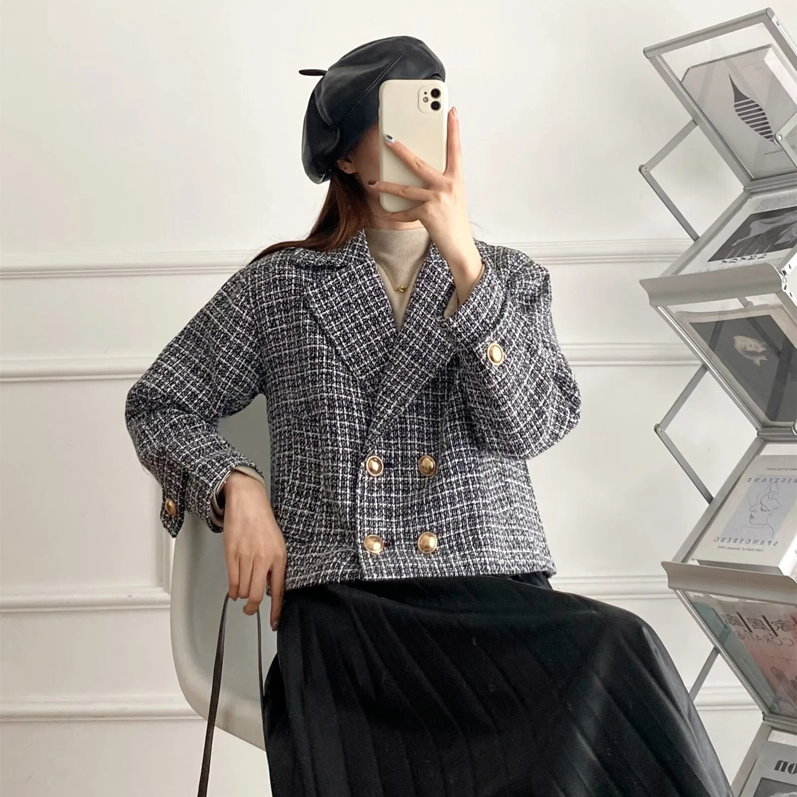 Новинка Осень-зима RZRA2024 Женская модная темпераментная универсальная двубортная