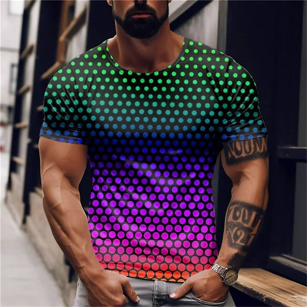 

Summer Fashion Color T-shirt Short Sleeve Top 3D Printed Personality Casual Street Men's Oversized Size Short Sleeve T-shirt
