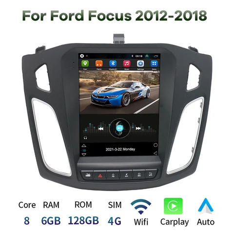Автомобильный мультимедийный плеер, плеер на Android 13, с радио, GPS, сенсорным экраном 9,7 дюйма, для Ford Focus 3 MK3 2012-2018