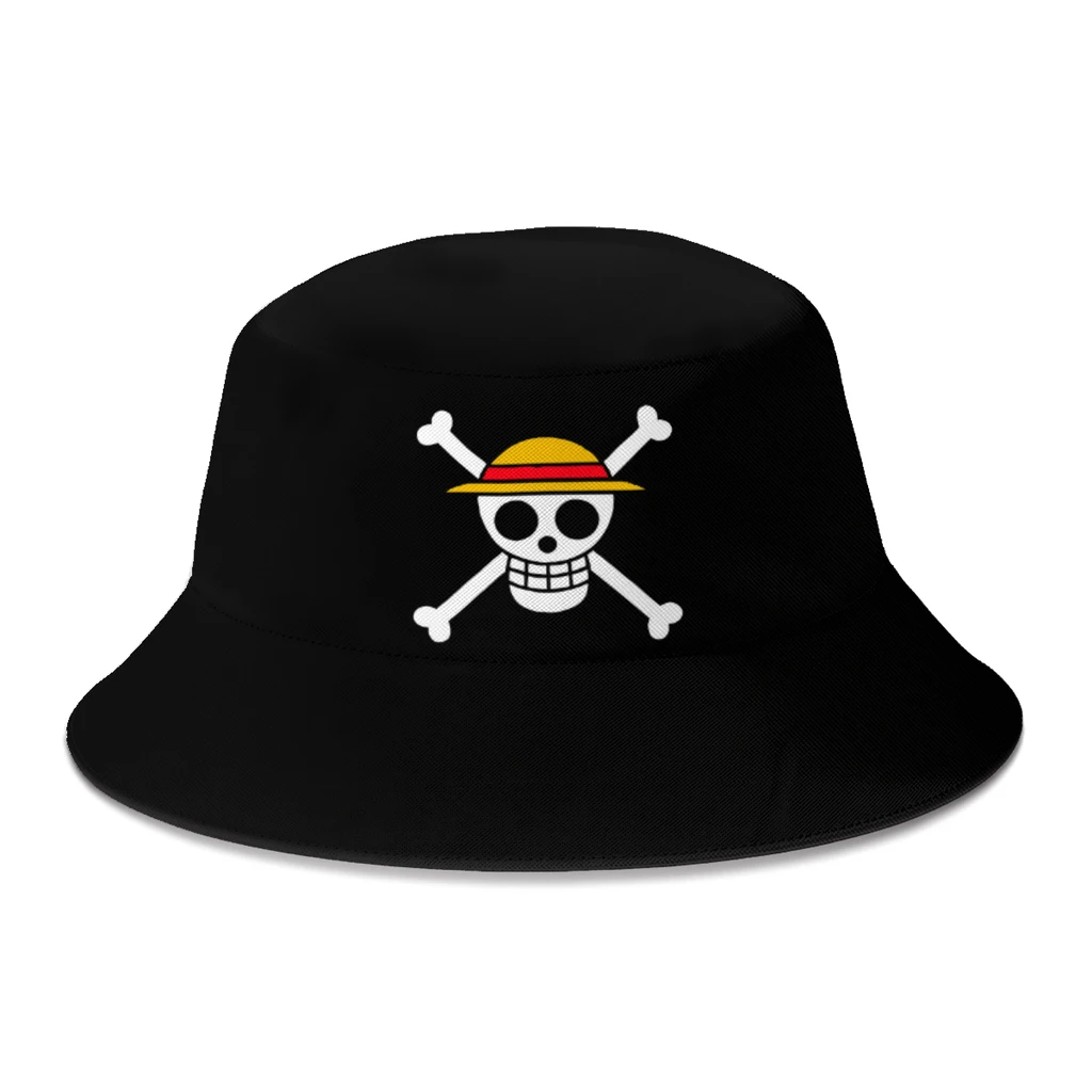 New Summer Straw Hat Pirates Jolly Roger One Piece Bucket Hats for Unisex  Outdoor Travel Foldable Bob Fisherman Hat  Sun Hat