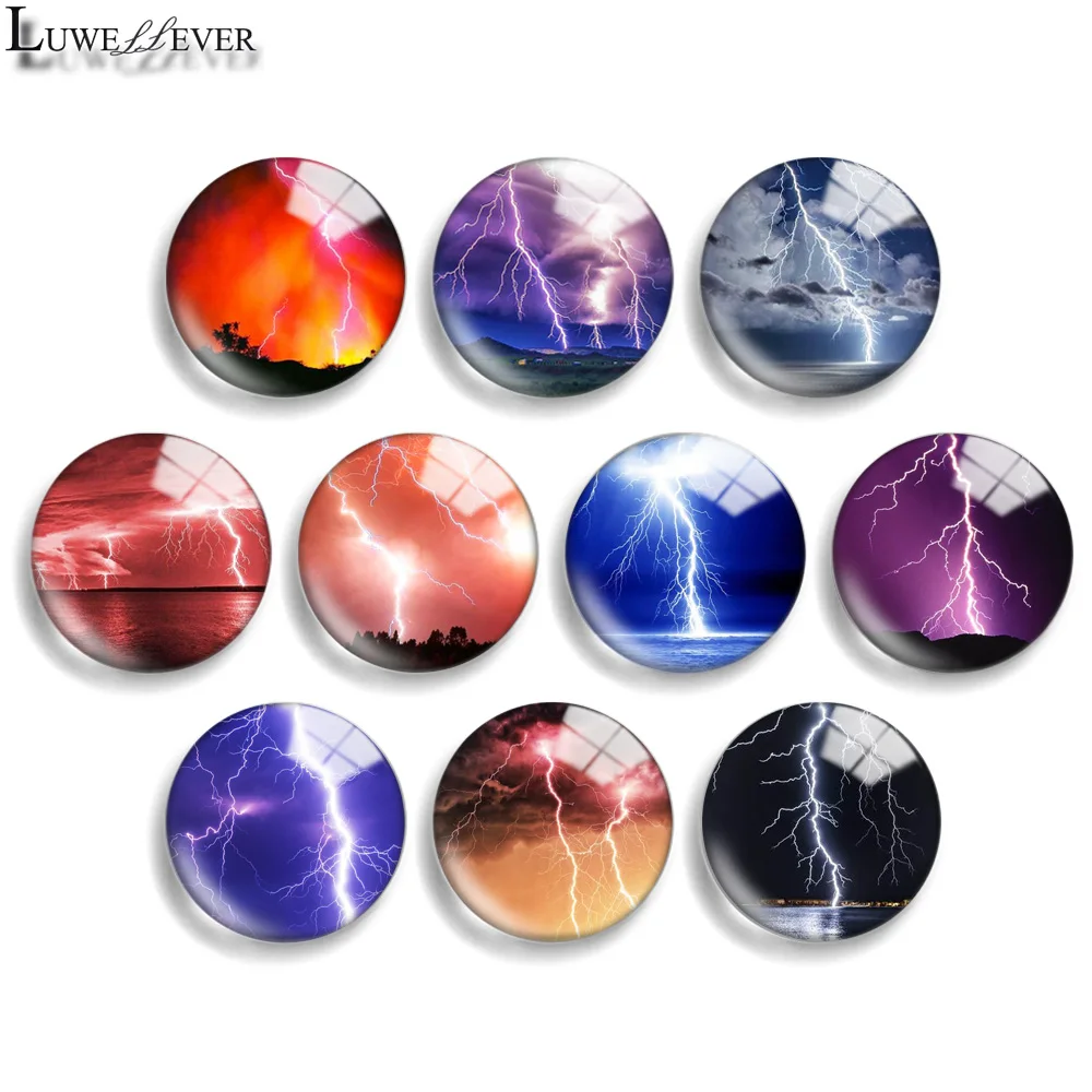 

12mm 14mm 20mm 25mm 30mm 40mm 871 Lightning Mix Round Glass Cabochon Jewelry Finding 18mm Snap Button Charm Bracelet