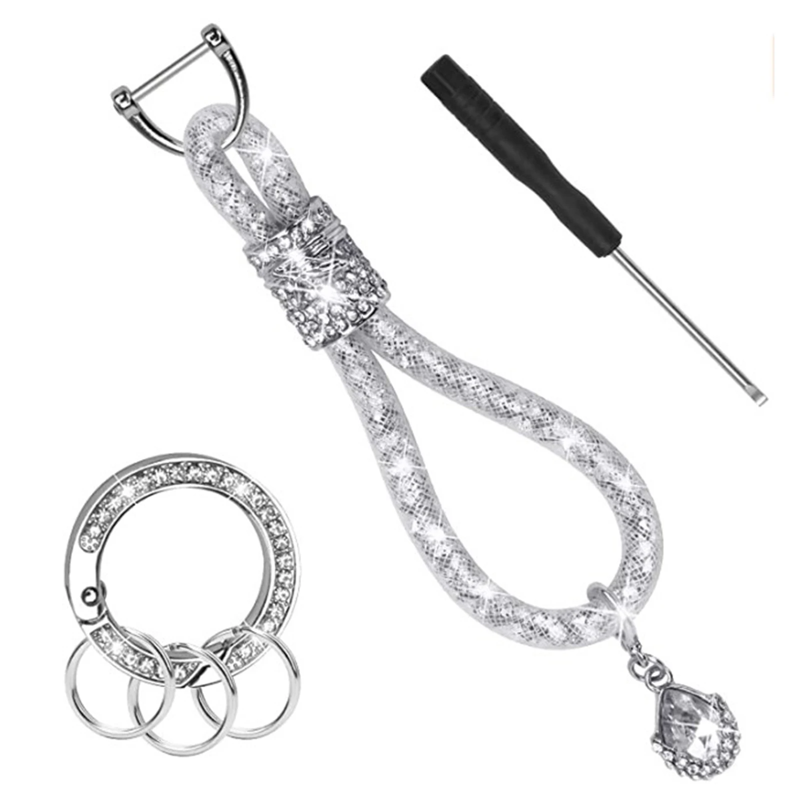 

Цепочка для автомобильных ключей с кристаллами, украшенная кристаллами