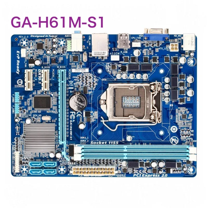 Материнская плата для Gigabyte GA-H61M-S1, 16 ГБ LGA 1155 DDR3 Micro ATX, системная плата 100% протестирована, полностью работает, бесплатная доставка
