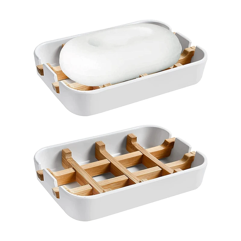 

2 шт., экологически чистый современный держатель для мыла и мыла из бамбукового волокна