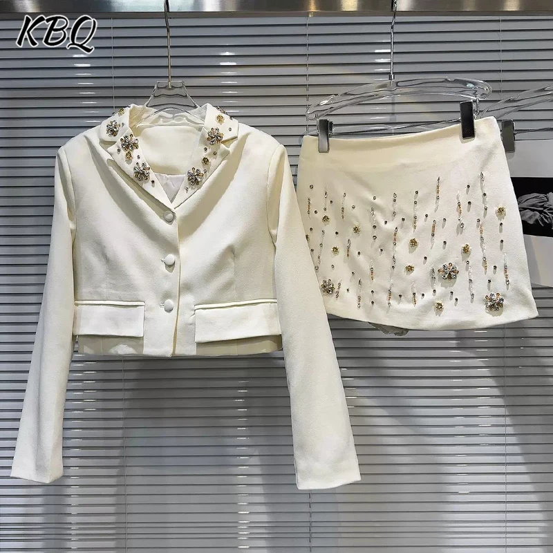 KBQ однотонный комплект из двух предметов с бриллиантами для женщин короткое