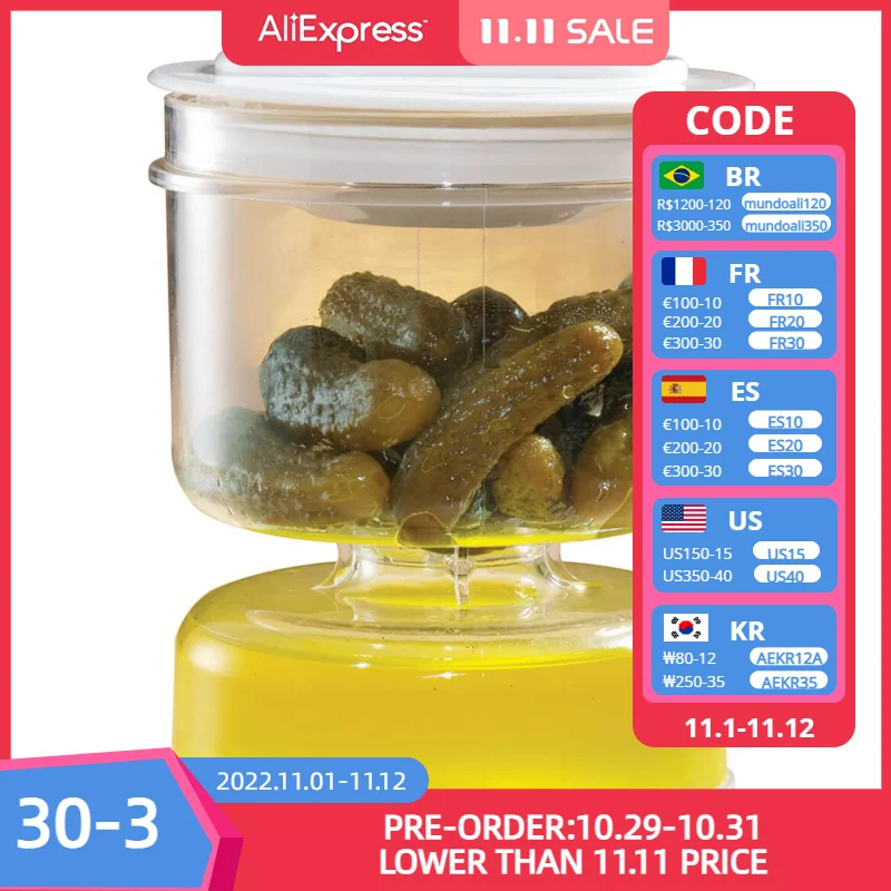 

Dry And Wet Separation Kimchi Jar Design Pickle Jar Kitchen Juice Separation Food Separation Water Filter Container