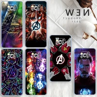 marvel avengers iron man for xiaomi redmi note 10s 9 civi poco x4 x3 nfc f3 gt m4 m3 m2 x2 f2 pro c3 5g transparent phone case