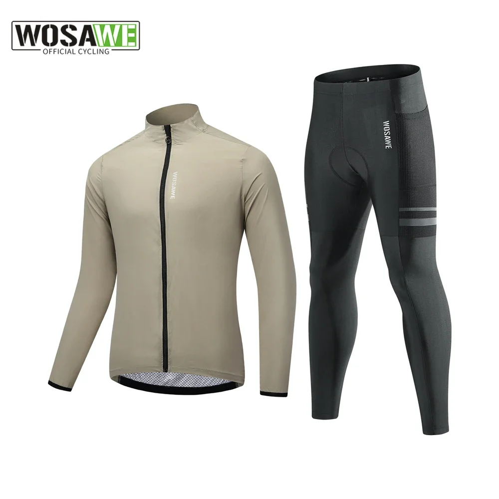 

Мужской комплект велосипедной куртки WOSAWE, ветровка, велосипедные колготки для горных велосипедов, одежда для велоспорта, ветрозащитная велосипедная ветровка, длинные брюки на осень
