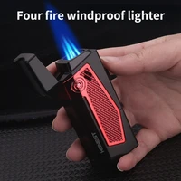 honest multifunctional four straight punch metal inflatable lighter with cigar drill cigar needle windproof lighter gift for men