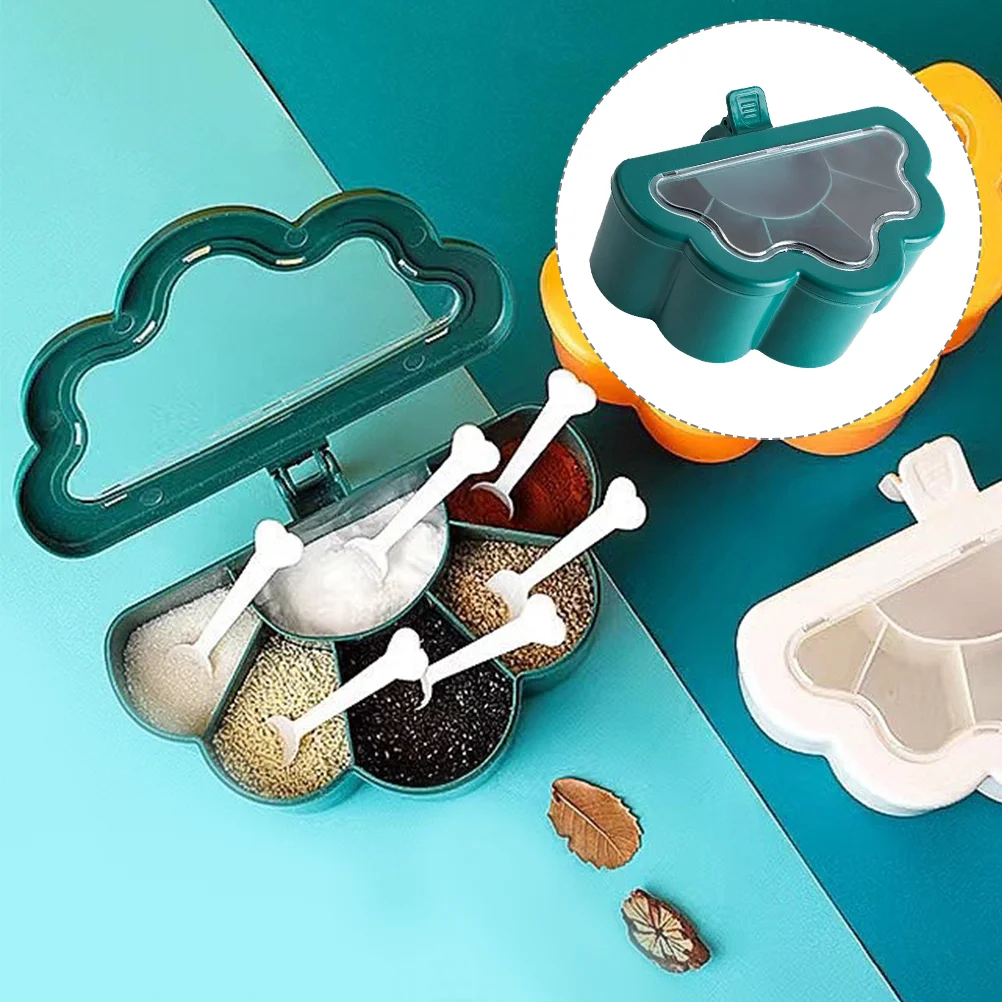 

Plastic Spice Pot Six-compartment Condiment Dispenser Flips Seasoning Box