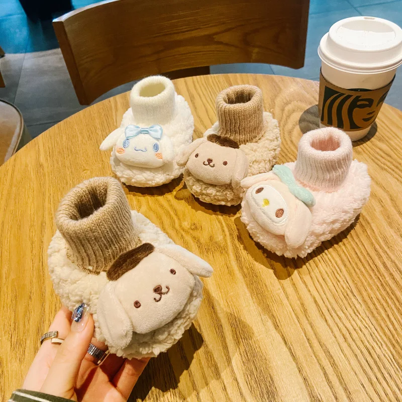 Детские носки с мягкой подошвой плюшевая обувь для начинающих ходить мальчиков и