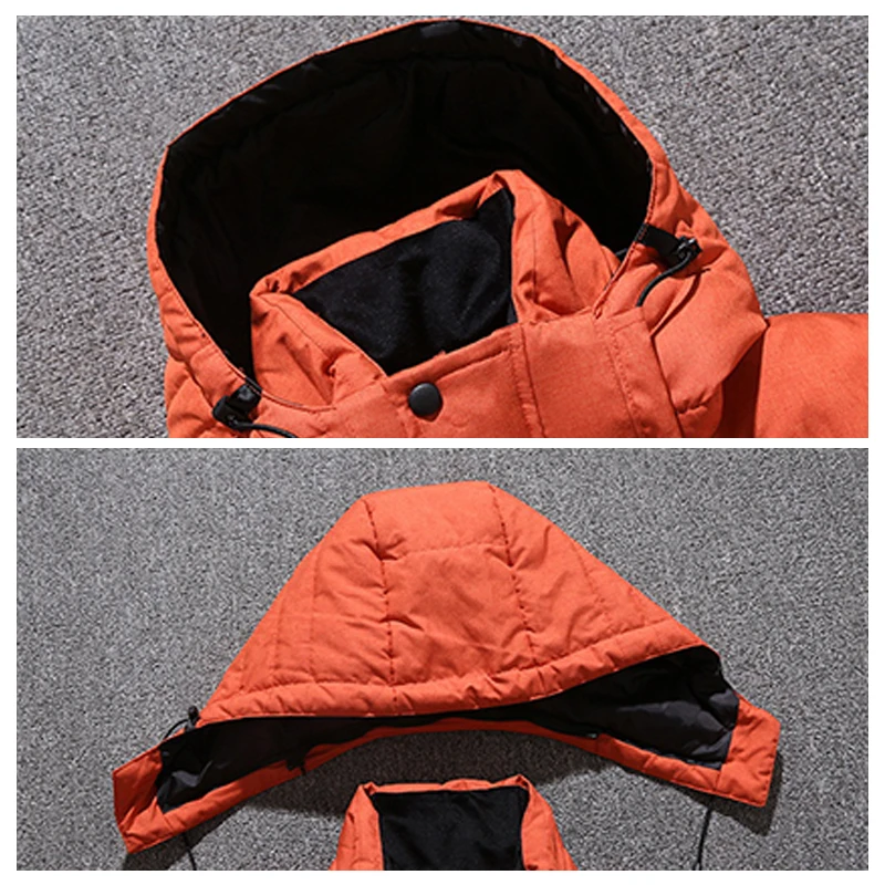 Winter Men White Duck Down Jacket Thicken Warm Snow Coats Male Hooded Thermal Puffer Coat Windbreaker Down Parkas Outerwear