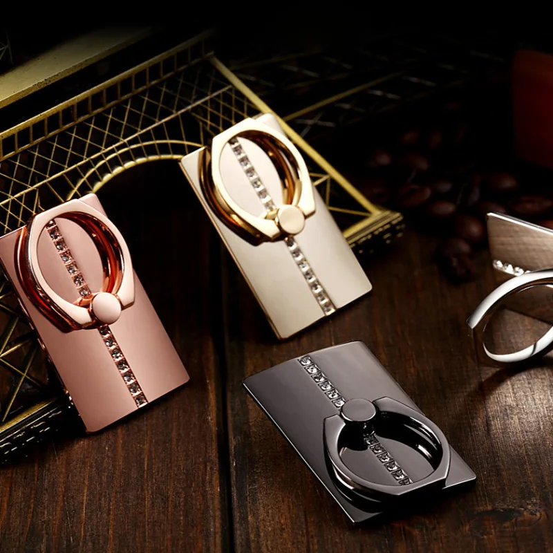 Luxury Diamond Metal Mobile Phone Socket Holder Universal Ring Bracket Stand Accessories Finger Ring For Mobile Phones IPhone