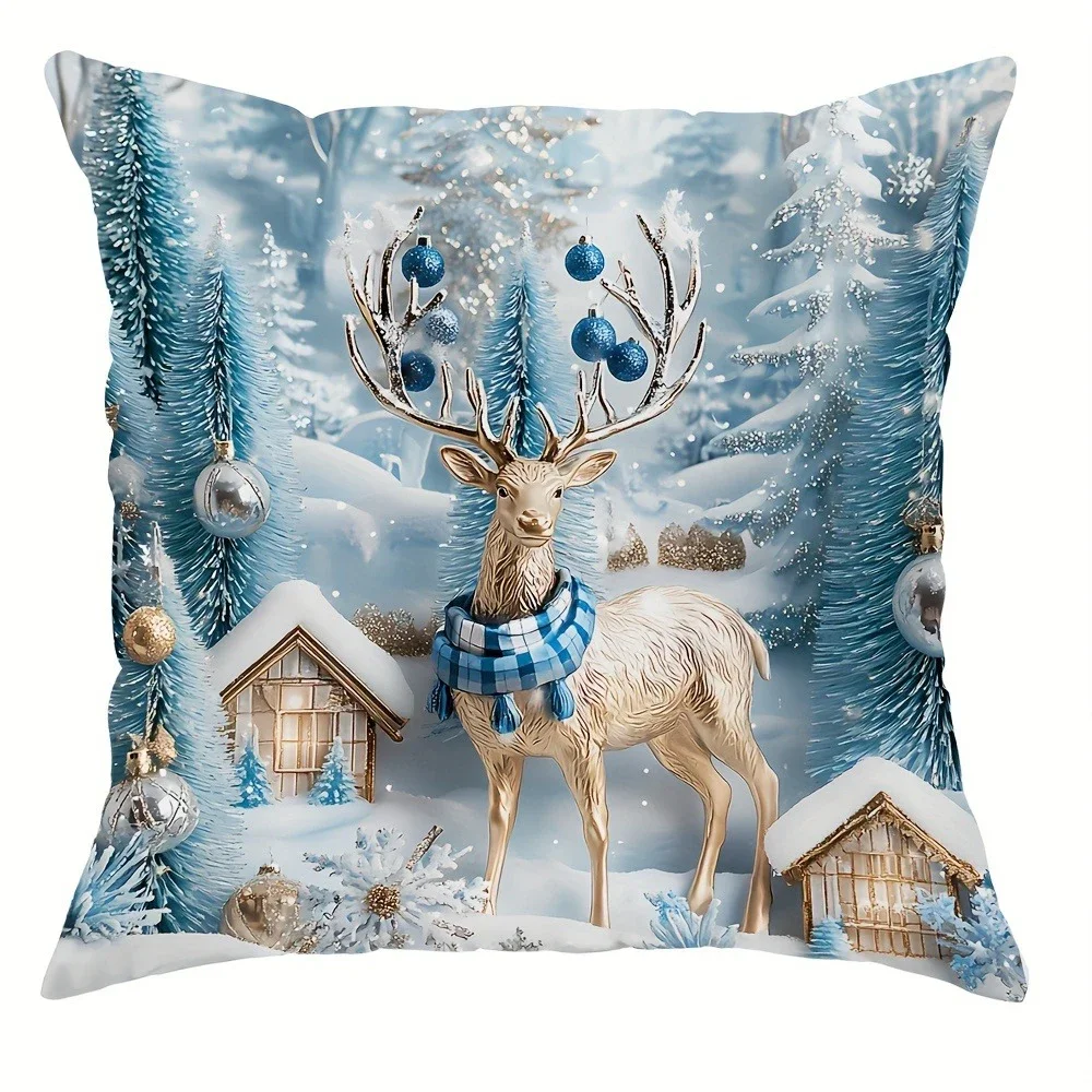 Рождественское украшение, наволочка, зимняя рождественская елка, узор снеговика, подходит для домашней комнаты, наволочка для дивана, подарок