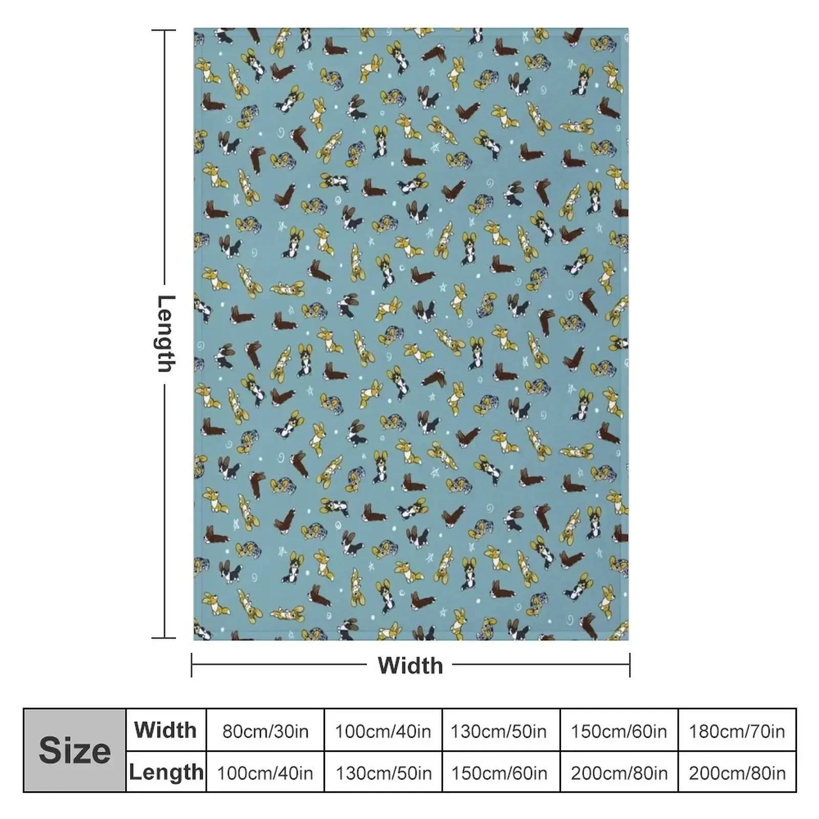 Фото Плед Cardigan Welsh Corgi Scribbles, уютный плед с узором, нелиняющий, сохраняющий цвет №2