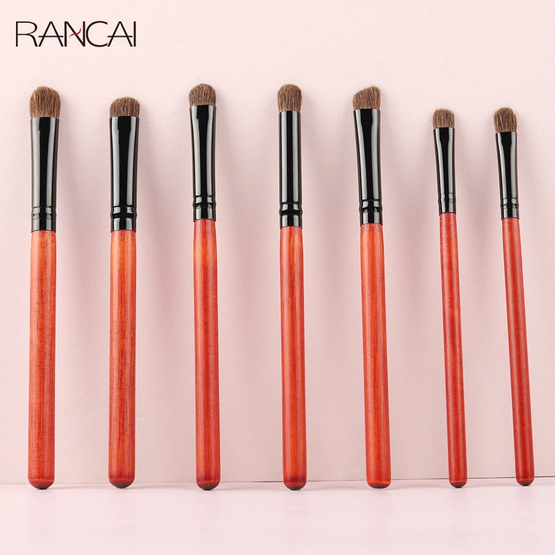 

RANCAI 7 Pcs Pony Hair Eyeshadow Brush Cosmetic Eye Makeup Brushes Set For Eyebrow Blending Eyelash Liner Concealer Kit Beauty
