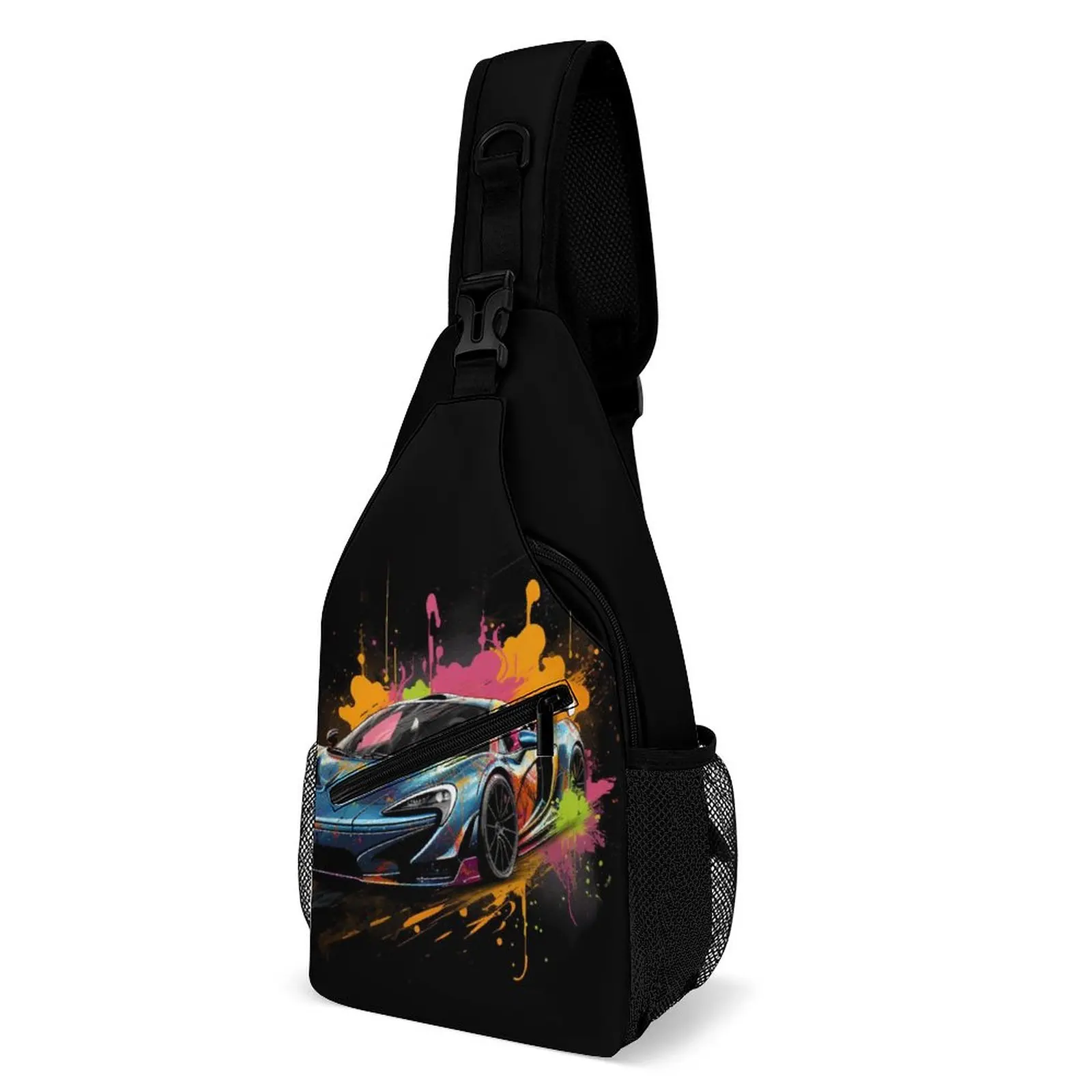 

Fantastic Sports Car Shoulder Bags Psychadelic Grafitti Motorcycle Chest Bag Boy Print Sling Bag Streetwear Phone Crossbody Bags