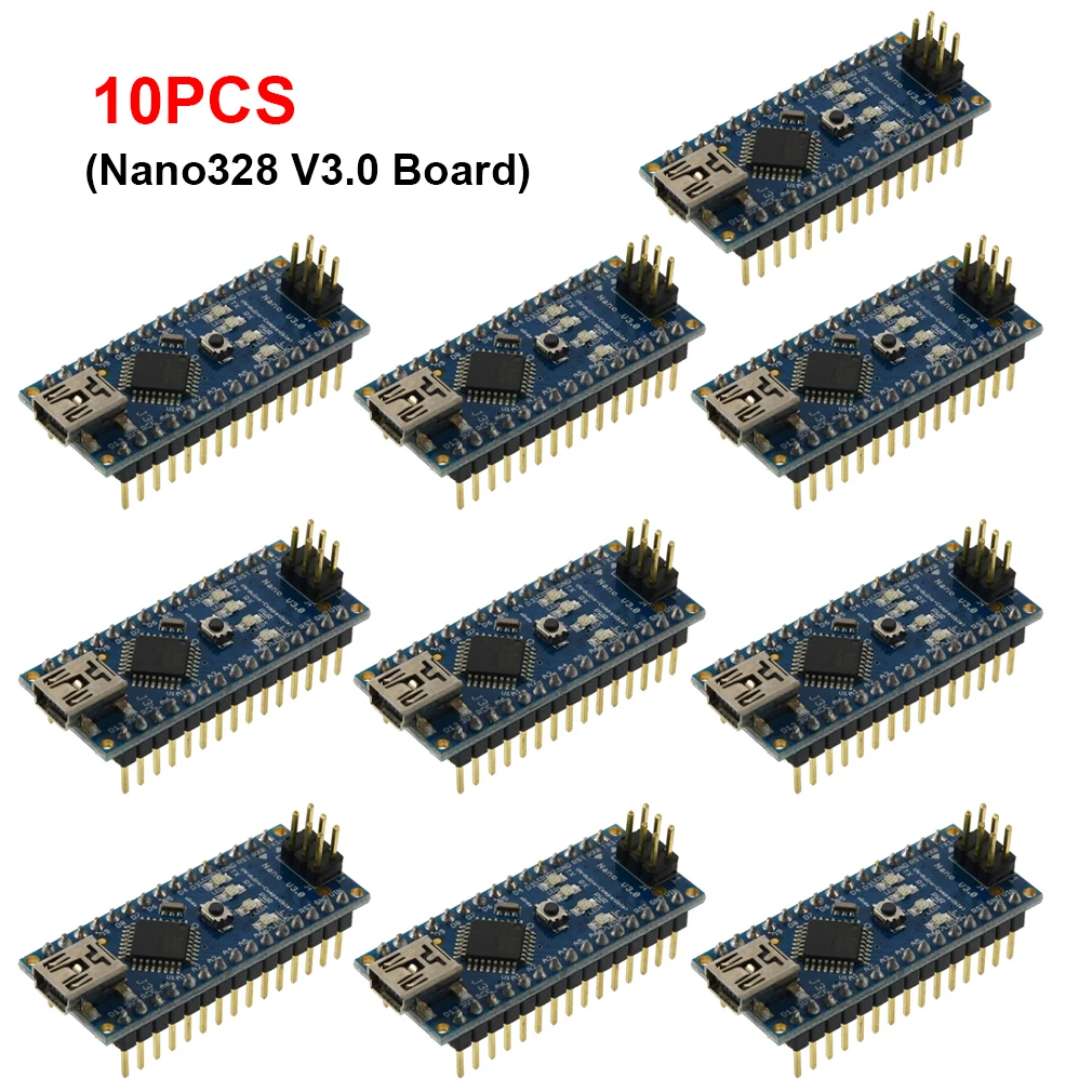

10PC USB Nano V3.0 ATmega328P CH340G 5V 16M, Placa De Microcontrolador Para Arduino NANO 328P Micro-controller Development Board
