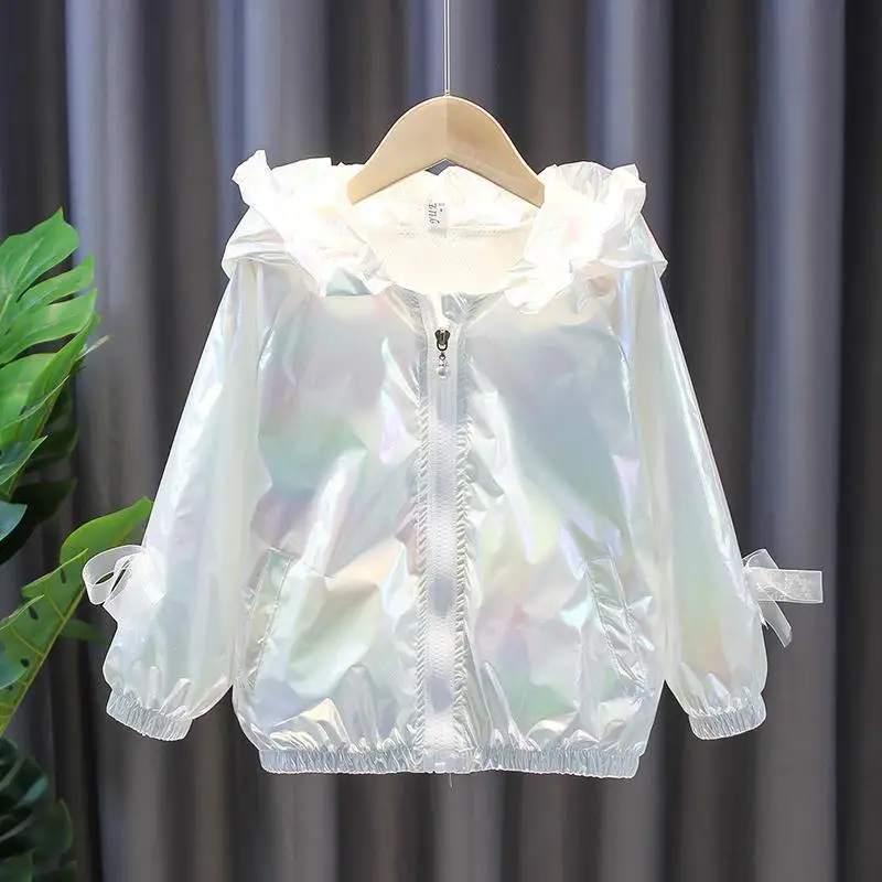 

Новая куртка для маленьких девочек куртка-ветровка блестящее пальто Детская куртка на молнии для маленьких мальчиков весенне-летнее пальт...