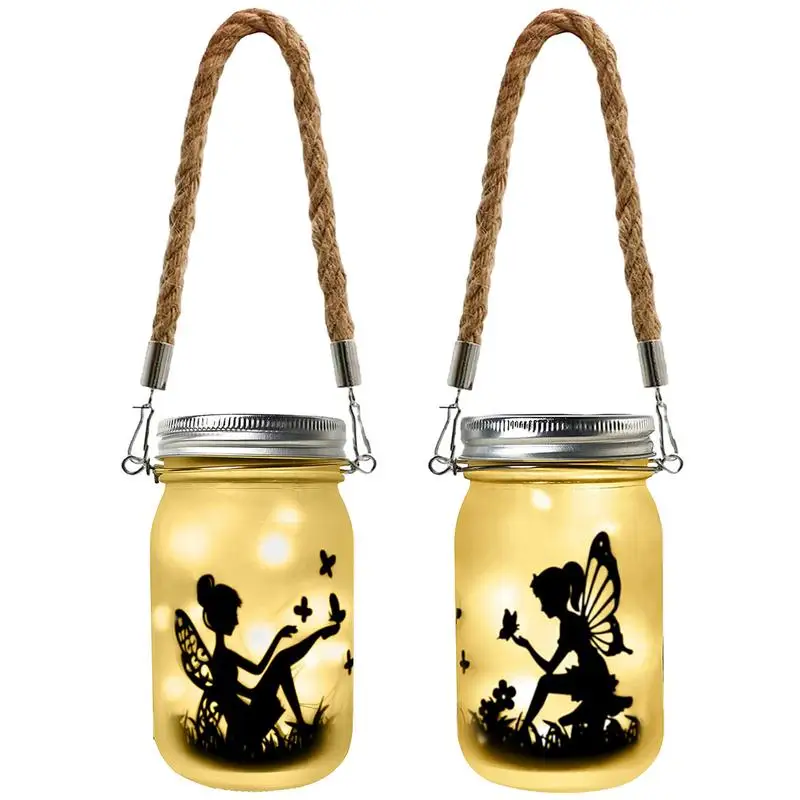 

Outdoor Hanging Solar Lantern 2pcs Hanging Solar Garden Lanterns With 30 LED Lights Hanging Glass Solar Mason Jar Lights For