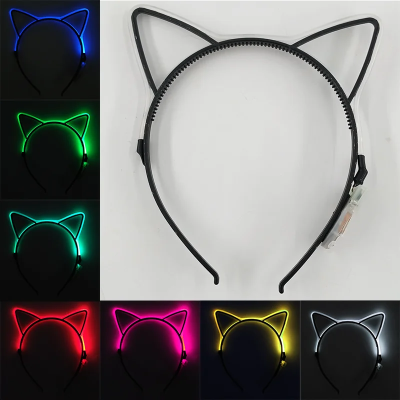 

Glowing Cat Ears Hair Band Kawaii Accessories Birthday Christmas Children Gift Colorful LED Headband For Cosplay Party