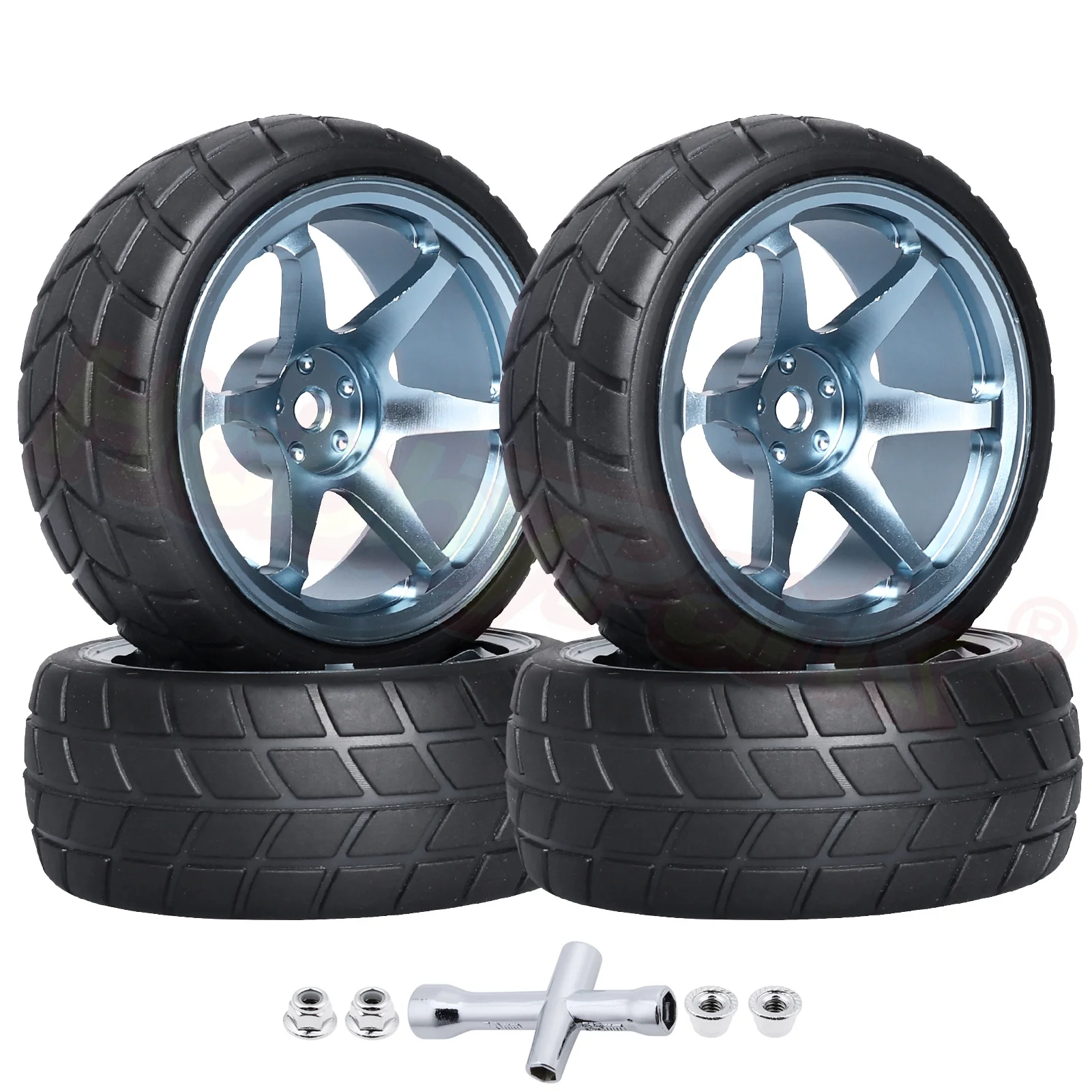 

Preglued 1/10 Scale 12mm Hex Aluminum Wheels and Tires fit RC Touring Car Drift for Traxxas HPI Kyosho 1/18 Latrax Teton SST