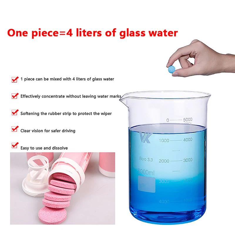 

10Pcs Car Windshield Glass Concentrated Washer Tablets Car Effervescent Washer Fluid Wiper Glass Solid Cleaning Tablets for Car