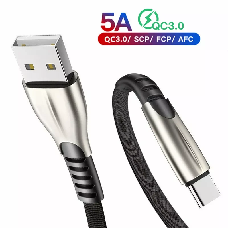 

USB Type C Cable 5A Quick Charge 4.0 3.0 Supercharge Type-C Cord Fast Charging Data Charger Wire For Iphone 11 X XS USB Adapter