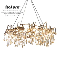 creative tree branches chandelier for living room crystal lamp indoor decoration lighting fixture round vintage home decor