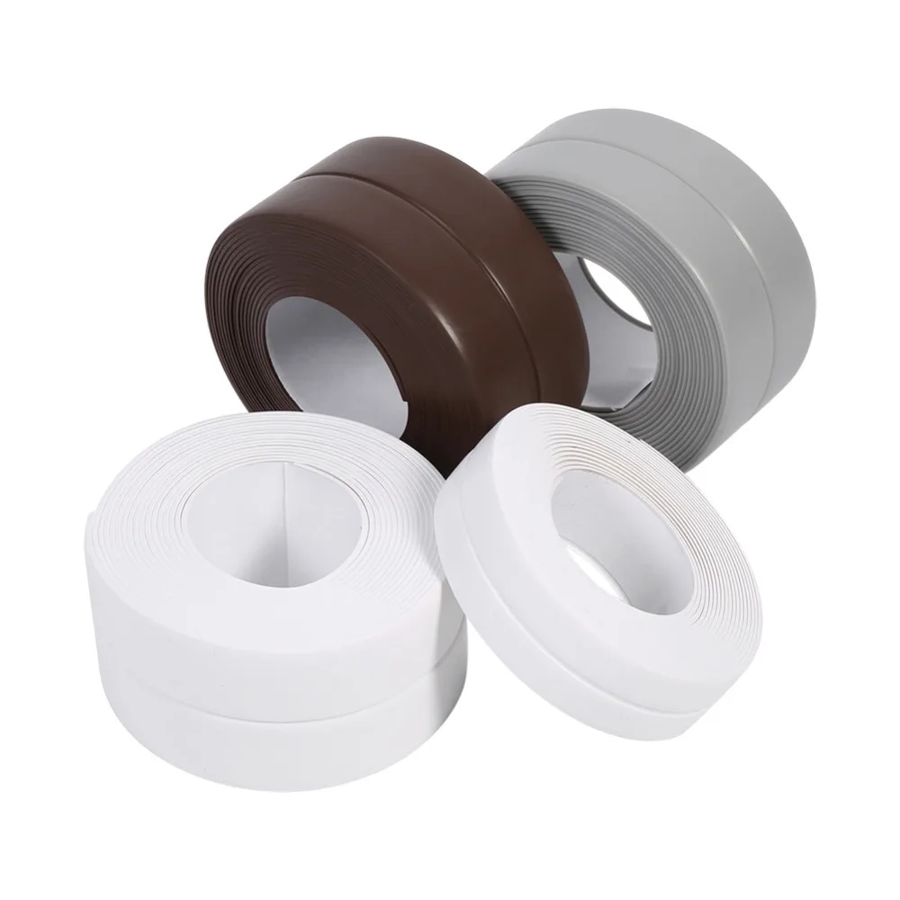 

3.2M Flexible Sealing Strip Kitchen Bathroom Adhesive Sink Basin Edge Trim Accessory Waterproof White/Grey/Brown Optional