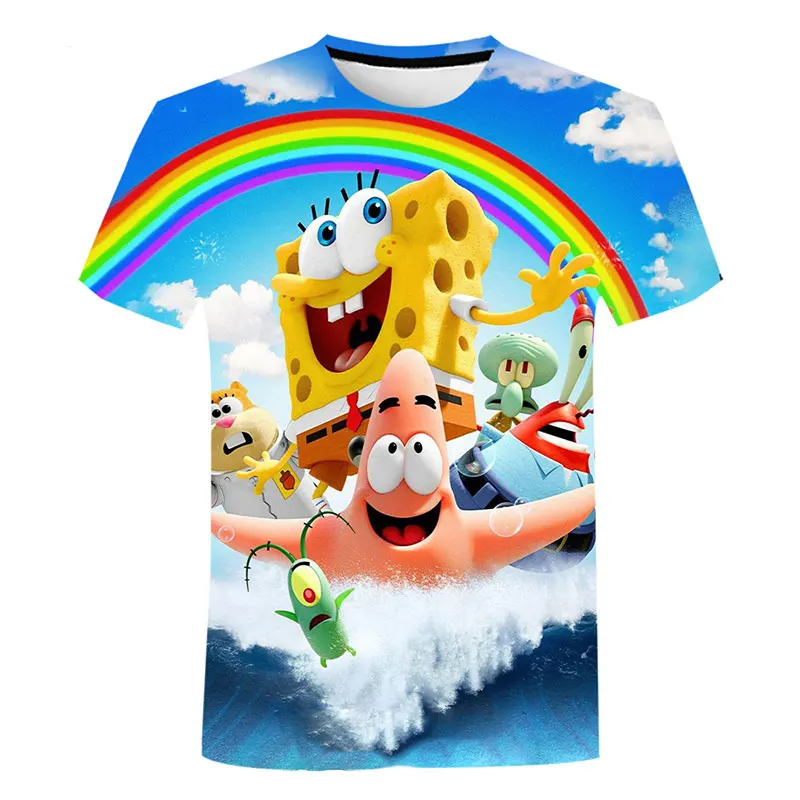 3-14 Years old Hot Sale New funny Piestars and SpongeBobs 3D T Shirt T-Shirt boy girls Tshirt Casual Sport Top Tees 3-14T |
