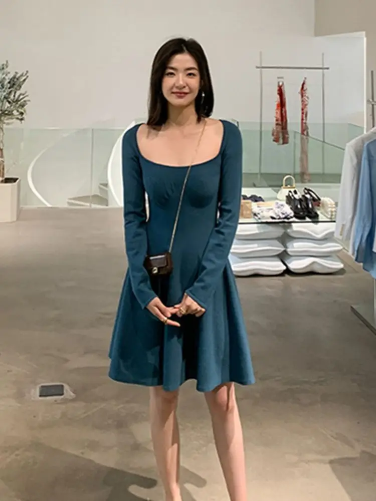 

2022 Spring Summer Women One Piece Fashion Slim Elegant Knit Casual Solid Mini Dresses Female Clothes Vestdios