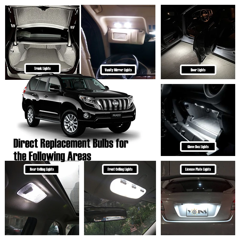 Автомобильные внутренние фары для Toyota Land Cruiser Prado 80 100 200 120 150 FJ светодиодные