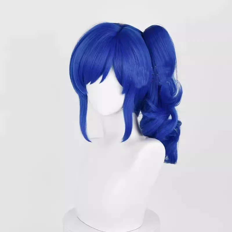 Парик Aikatsu для косплея 37 см короткий вьющийся синий Kiriya Aoi синтетический аниме